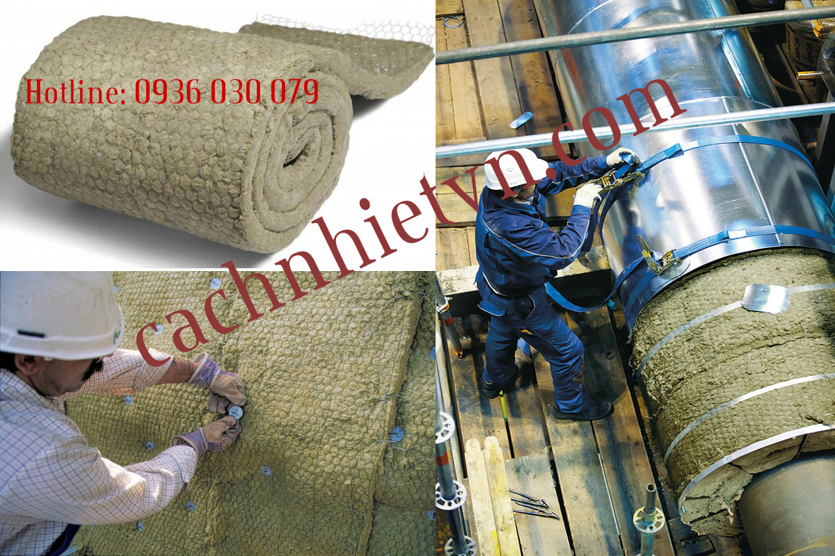 Bông khoáng rockwool cuộn dày 50mm cách nhiệt bồn