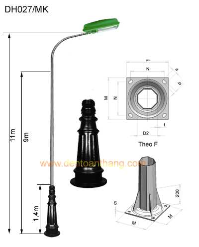 Trụ đèn mạ kẽm DH027/MK