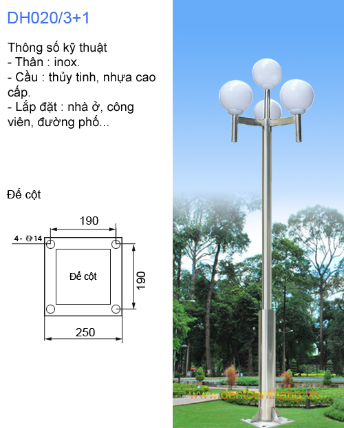 Đèn Sân Vườn DH020/3+1