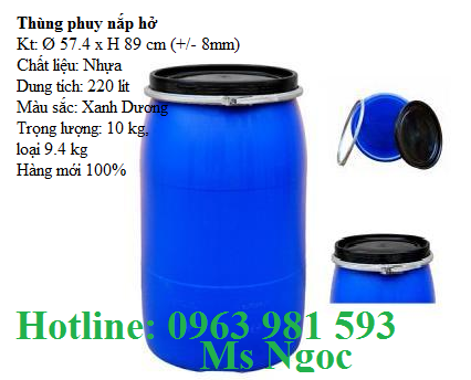 Thùng phuy nhựa nắp hở 220 lít