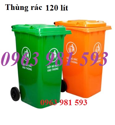 Thùng rác 120 lít HDPE 2 bánh xe