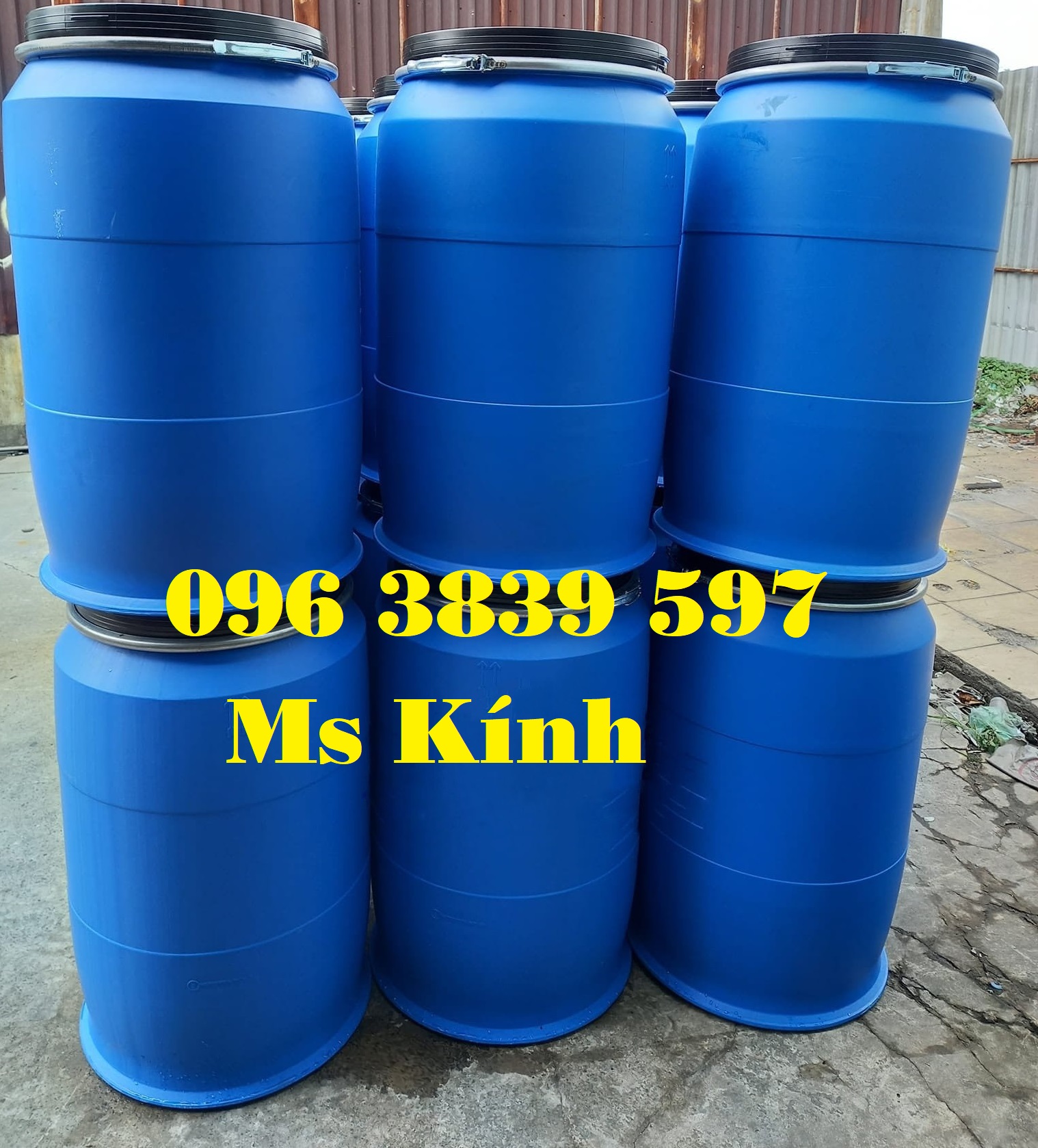 Thùng phuy nhựa 200 lít nắp mở đai sắt, phi nhựa đạt chuẩn - 096 3839 597 Ms Kính