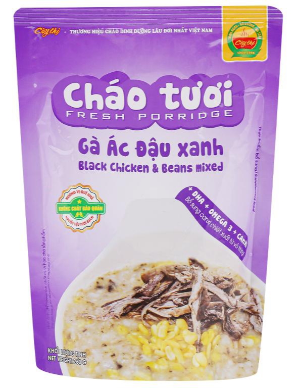 Cháo tươi cho bé vị gà ác đậu xanh