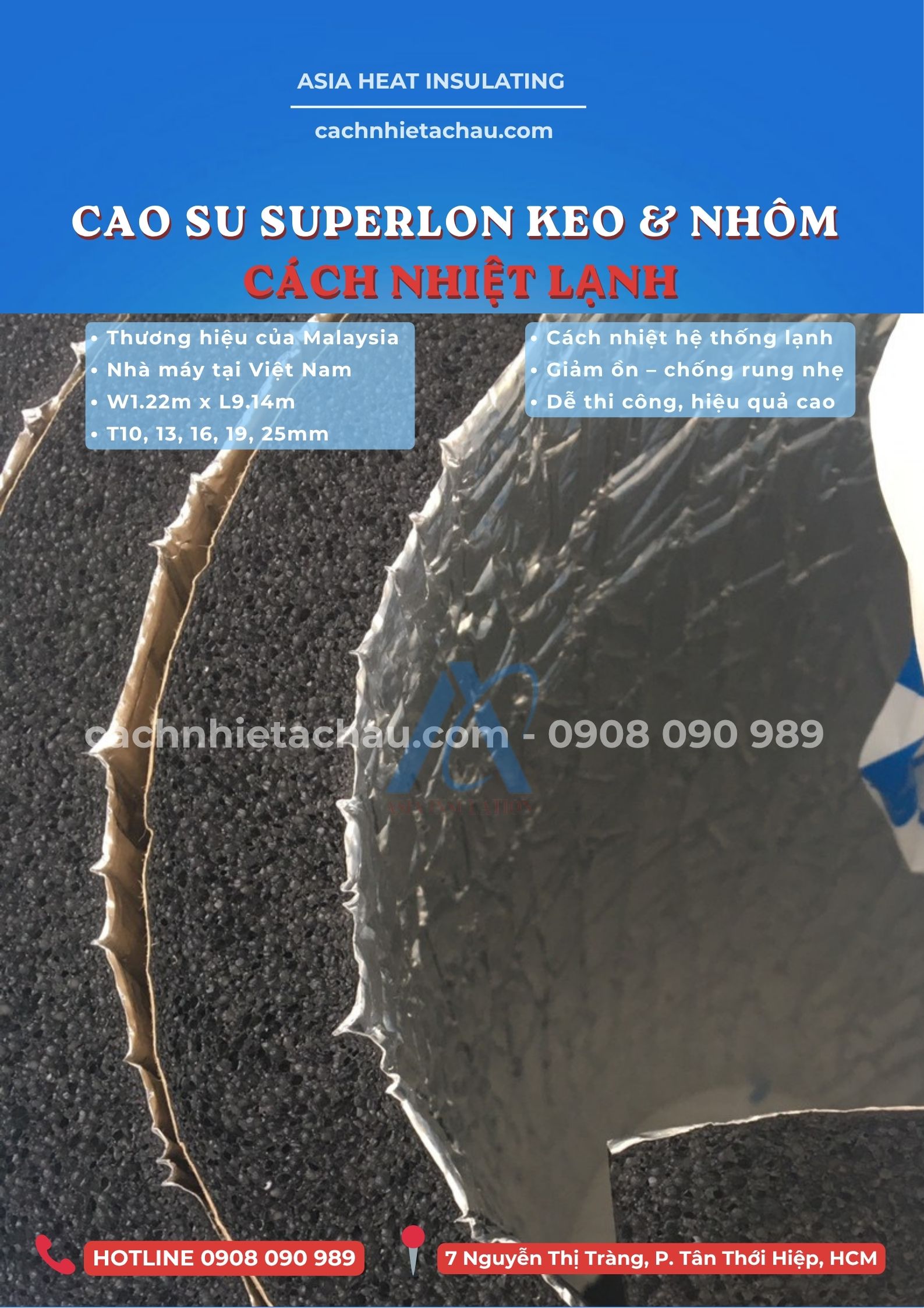 Cách nhiệt Superlon, cuộn phủ keo và nhôm