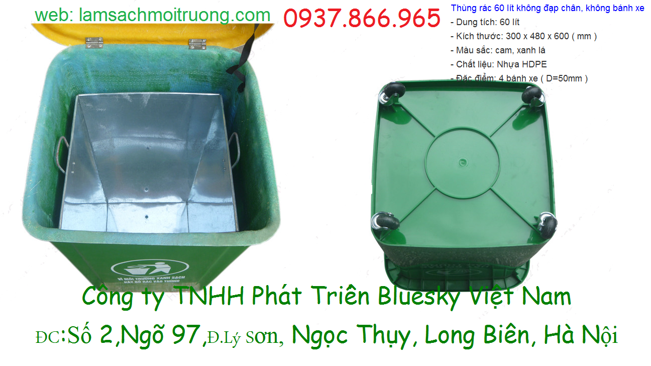 Thùng rác giá rẻ,thùng rác 60lit có bánh xe