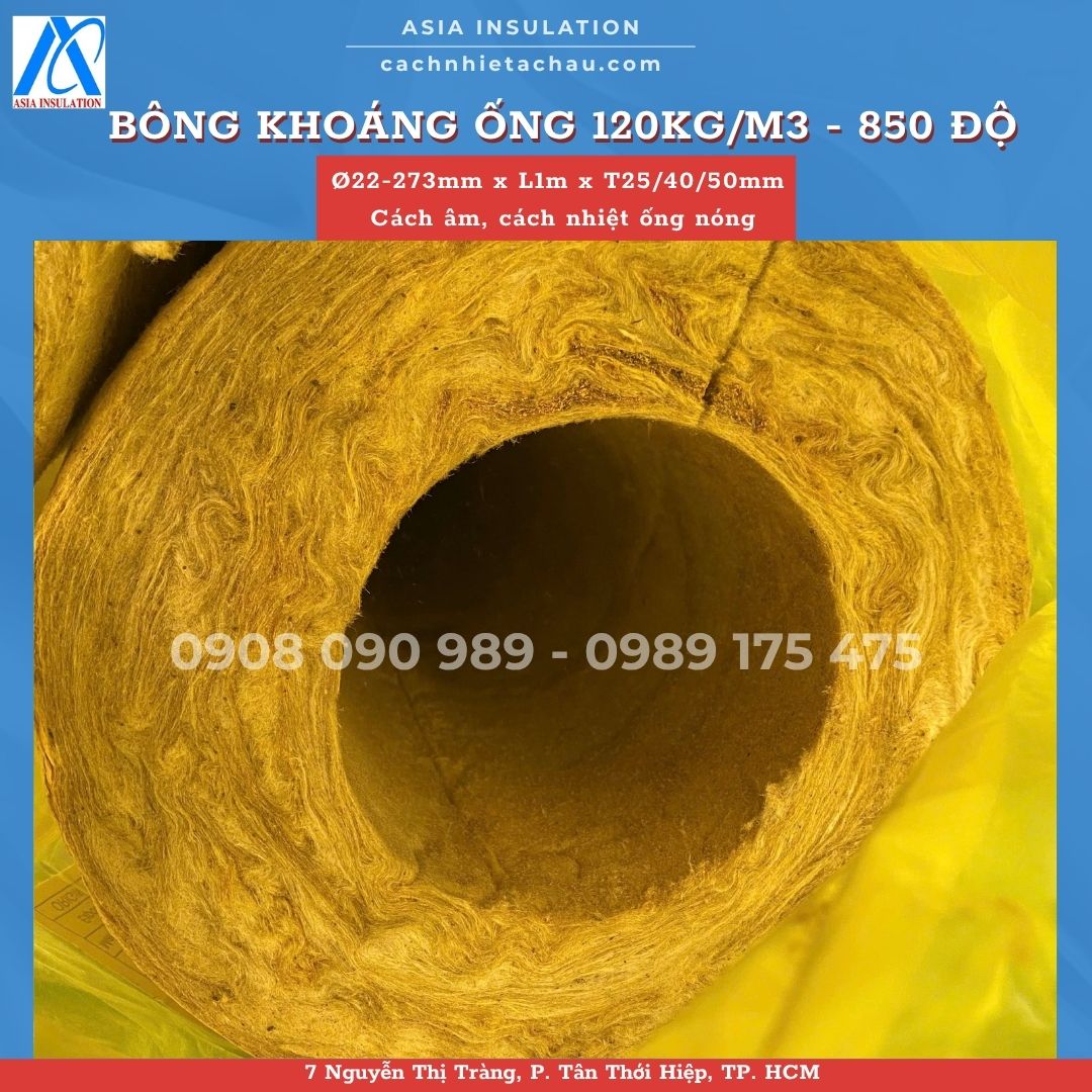 Ống bông khoáng Rockwool, bọc ống nóng