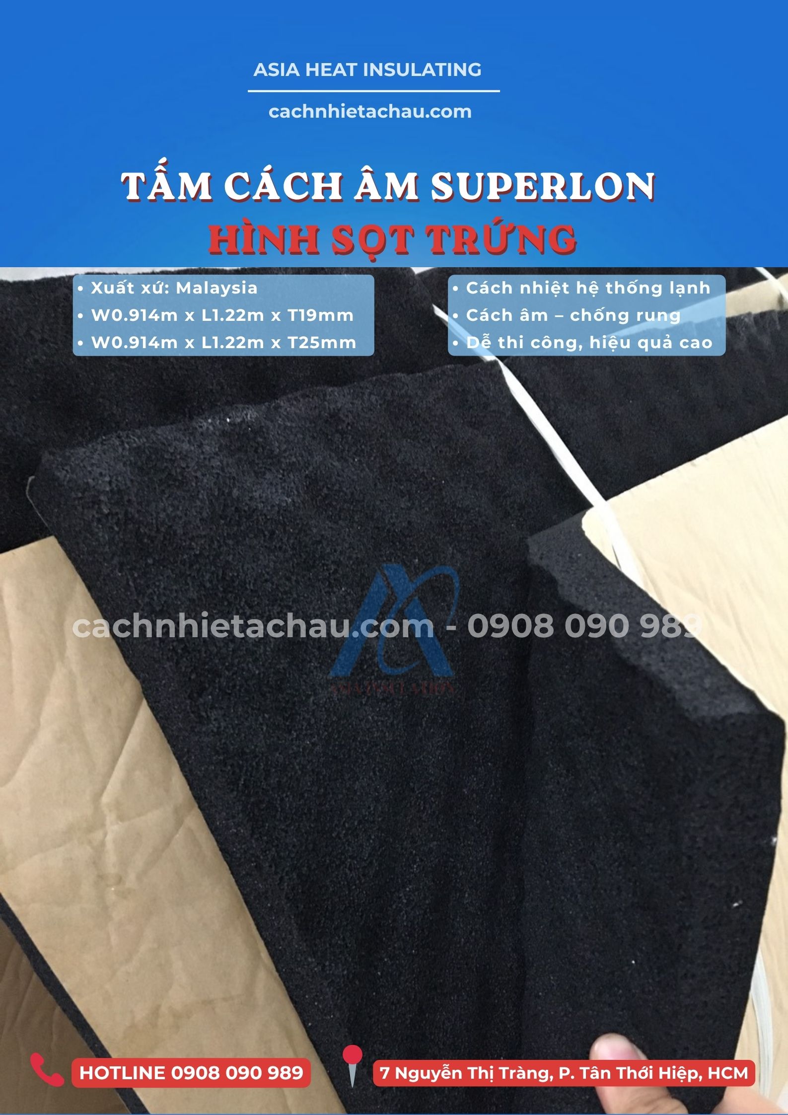 Tấm cao su trứng cách âm, cách nhiệt Superlon - Malaysia