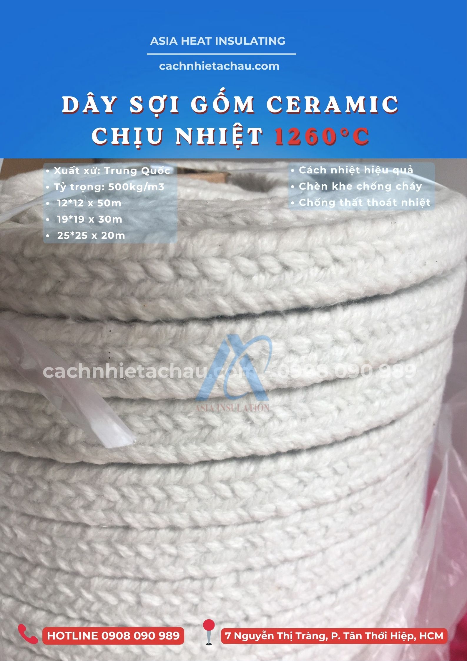 Dây sợi gốm Ceramic chèn khe hở nhiệt