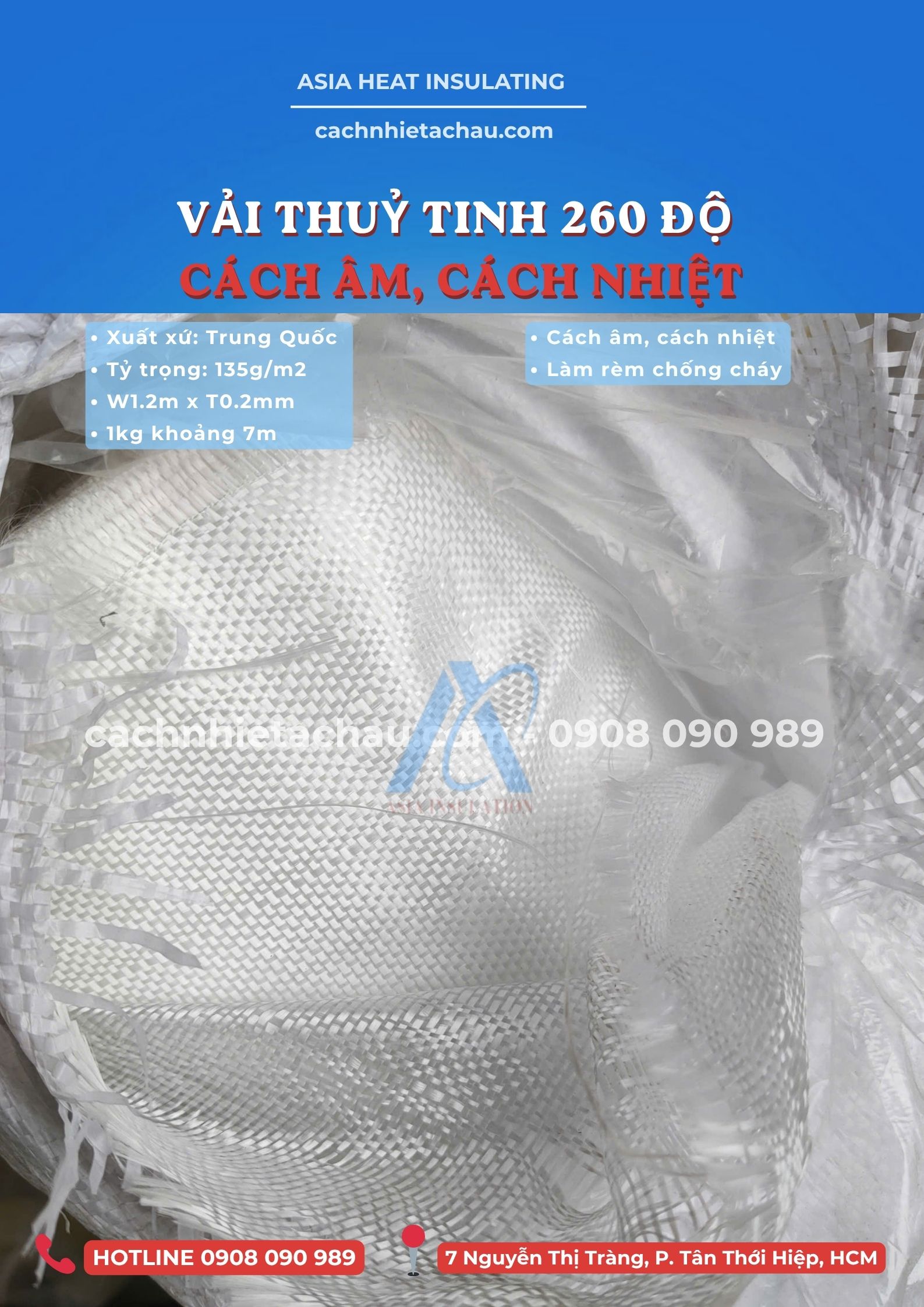 Vải thuỷ tinh cách âm, cách nhiệt