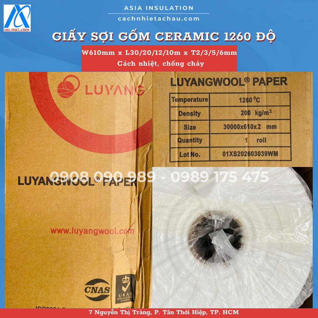 Giấy Ceramic Luyangwool, cách nhiệt chống cháy