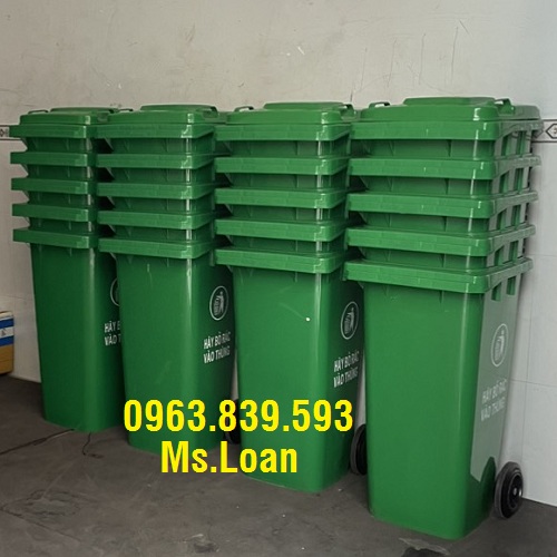 Thùng rác công viên 120L màu xanh lá, thùng rác rẻ giao toàn quốc.