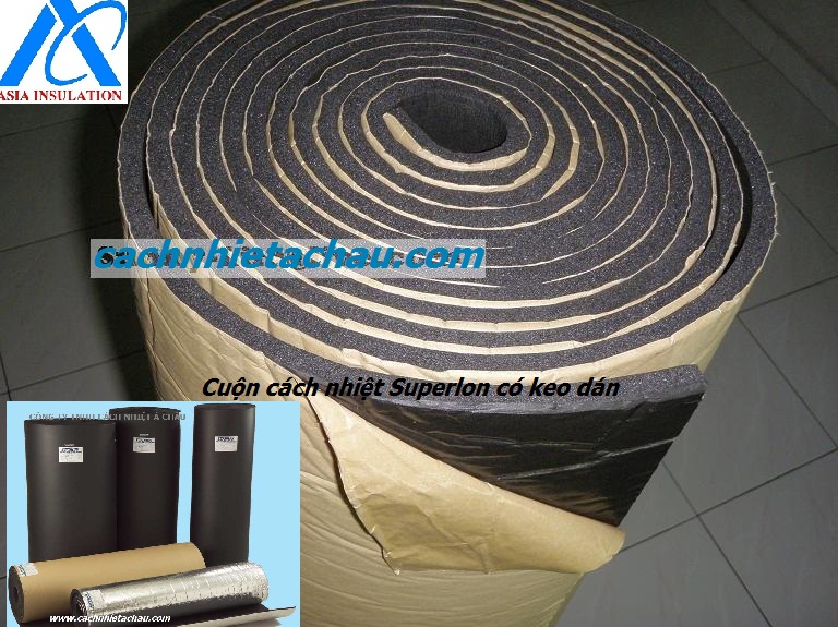 Cuộn cao su Superlon cách nhiệt cơ điện lạnh có phủ một mặt keo