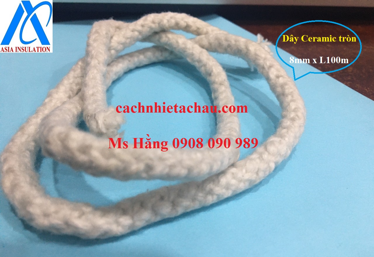 Dây thừng sợi gốm Ceramic bện xoắn tết chèn cho khe hở, chịu nhiệt 1260 độ C
