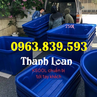 Thùng nhựa chữ nhật 750L nuôi cá Koi cảnh, thùng nhựa công nghiệp