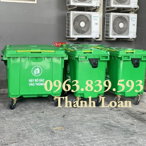 Thùng rác công nghiệp 660L nhựa HDPE, xe gom rác đô thị / 0963 839 593