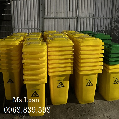 Thùng rác nhựa 120lit màu vàng 