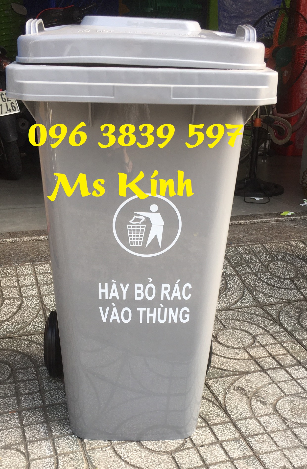 Thùng rác 120 lít màu xám xả kho giảm giá số lượng lớn - 096 3839 597 Ms Kính