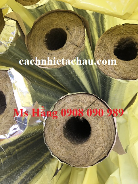 Ống bông sợi khoáng Rockwool trơn và bạc cách nhiệt ống nóng